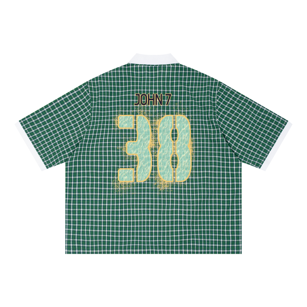 John 7:38 - Plaid Color Block Polo Shirt
