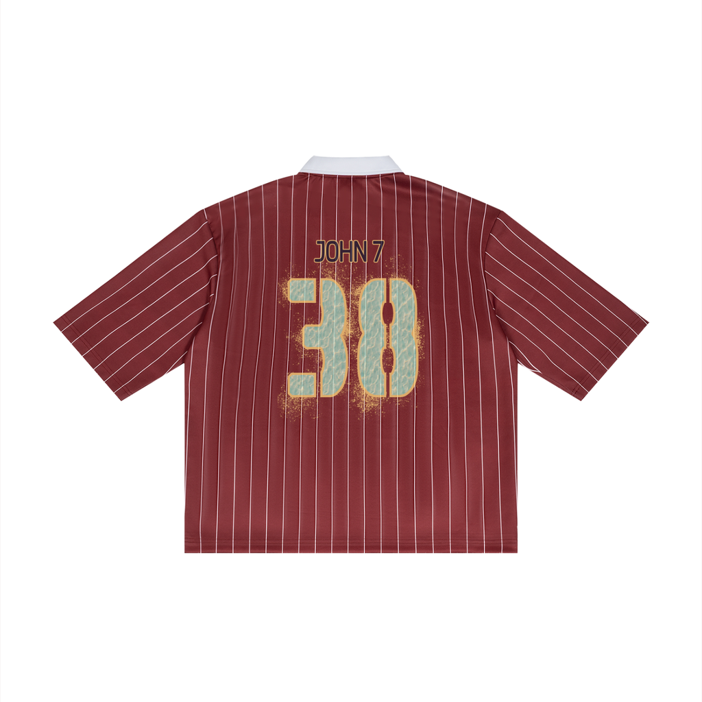 John 7:38 - Pinstripe Collared Soccer Jersey