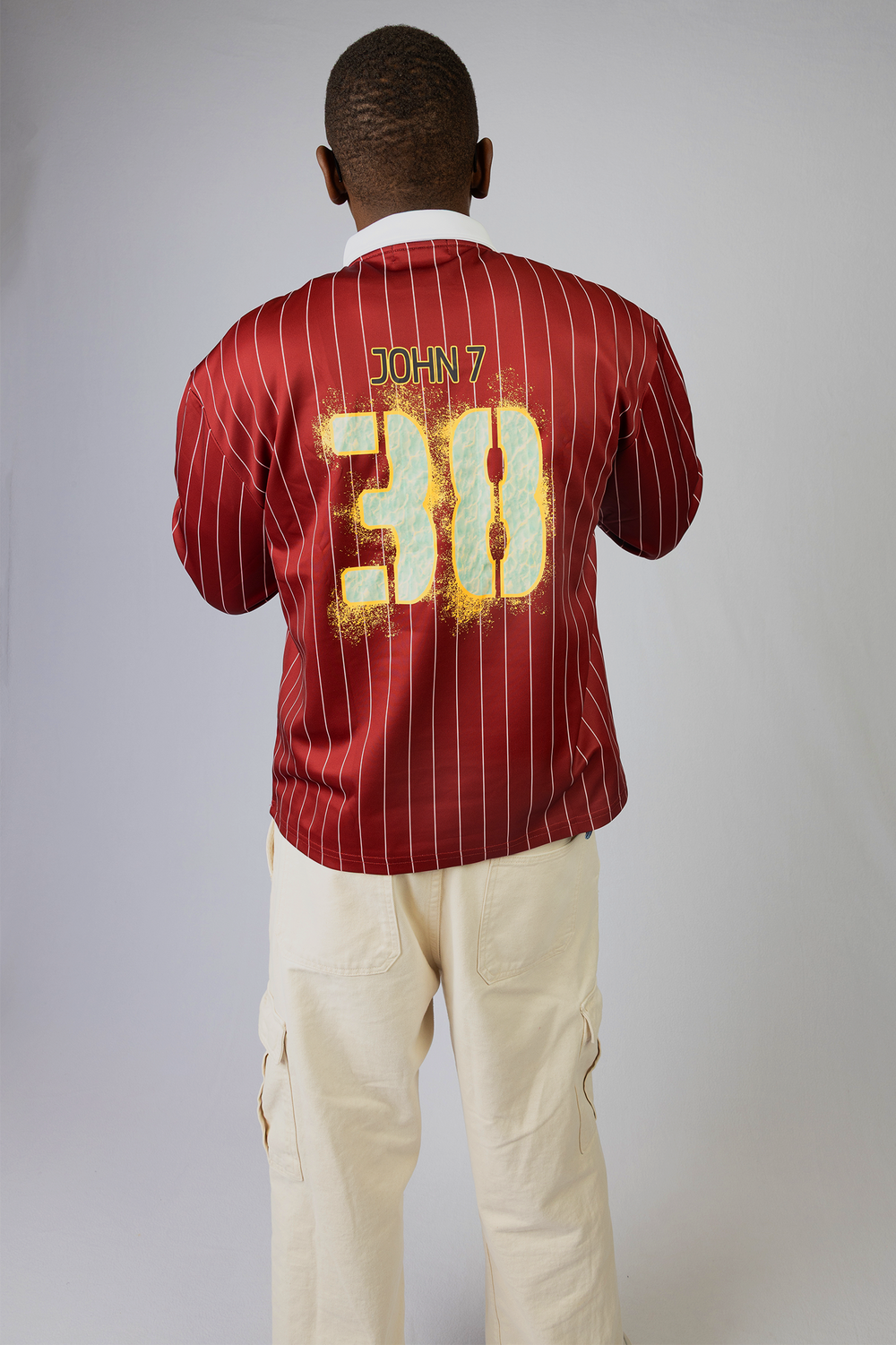 John 7:38 - Pinstripe Collared Soccer Jersey