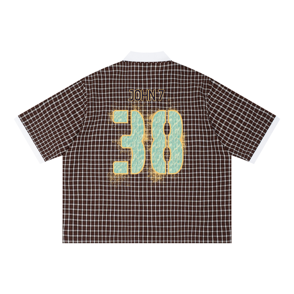 John 7:38 - Plaid Color Block Polo Shirt
