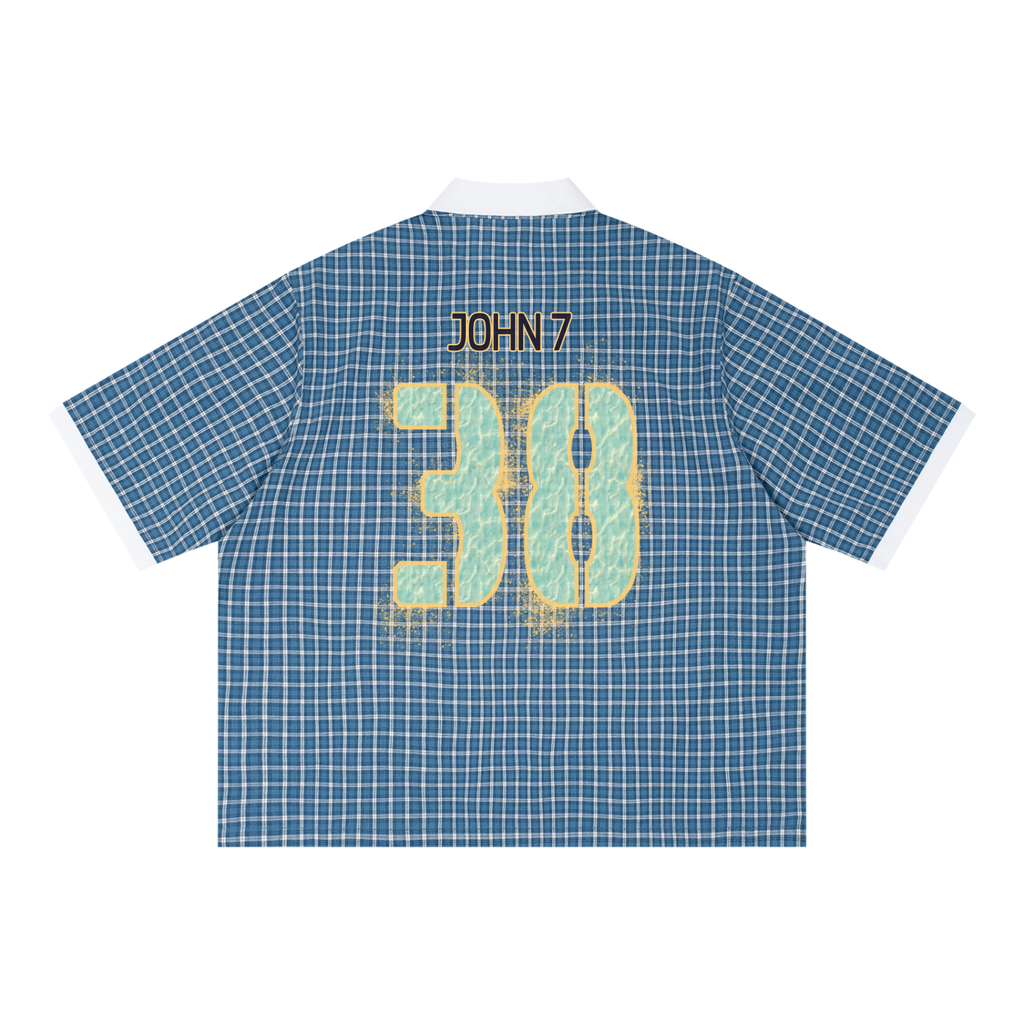 John 7:38 - Plaid Color Block Polo Shirt